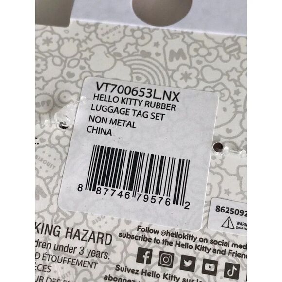2 Piece HELLO KITTY SANRIO RUBBER SCHOOL ID BACKPACK LUGGAGE BAG TAGS SET New - Picture 11 of 13